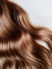 Fototapeta premium Close-up of shiny, wavy brown hair