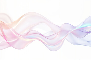 Fototapeta premium Abstract background with holographic ribbons, isolated on white background, 3d rendering illustration, pastel color