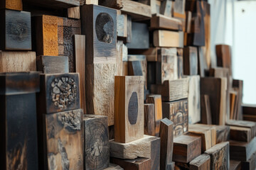 Stacked Wooden Blocks for Artistic Display