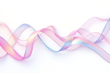 Abstract background with holographic ribbons, isolated on white background, 3d rendering illustration, pastel color
