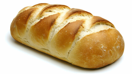 Naklejka premium A freshly baked loaf of white bread with a golden brown crust and sliced top.