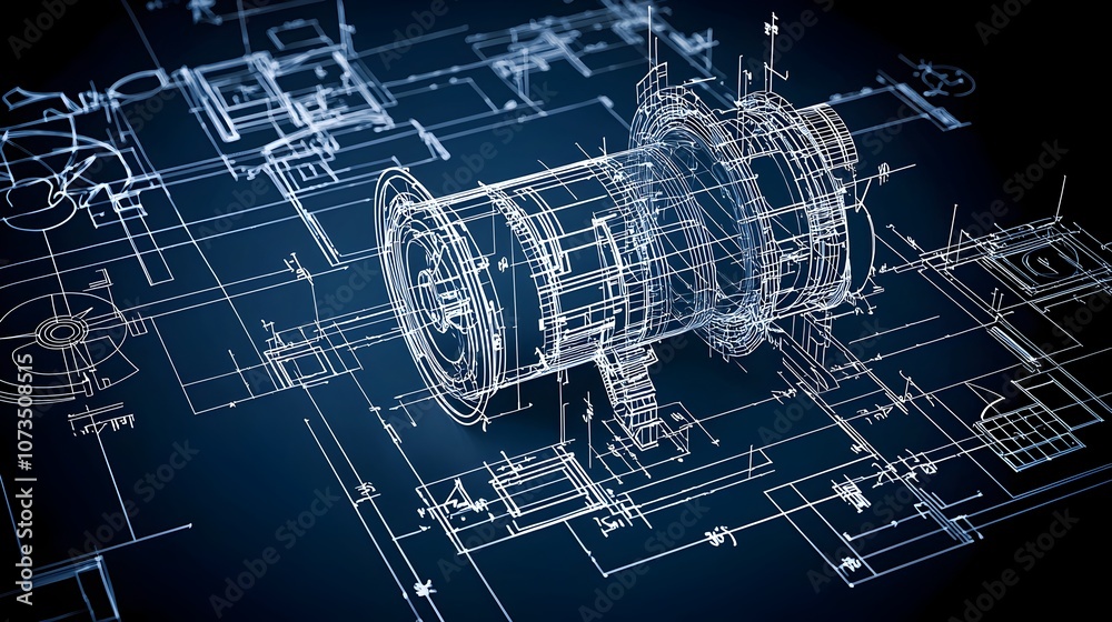 Aufkleber radiant blueprint on a dark background indicating plans and designs for creative solutions innovativ