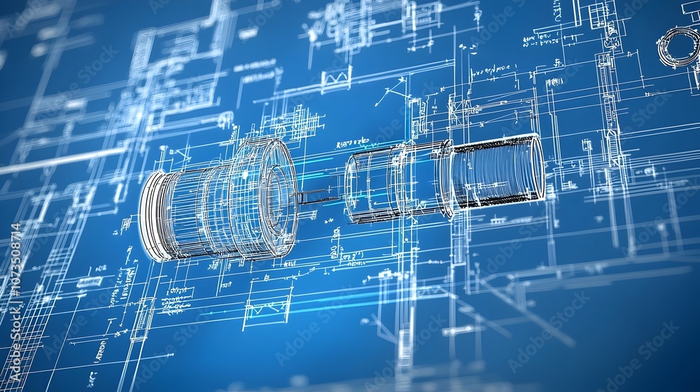 Aufkleber Detailed Glowing Blueprint Displaying Innovative Solutions for Construction Projects   Intricate Digital Schematic Highlighting Cutting Edge Design Engineering and Infrastructure Development Concepts