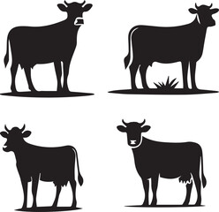  Cow Silhouette Collection - Farm Animal Vector Set