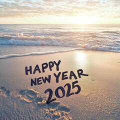 New Year Message at Sunrise by the Ocean