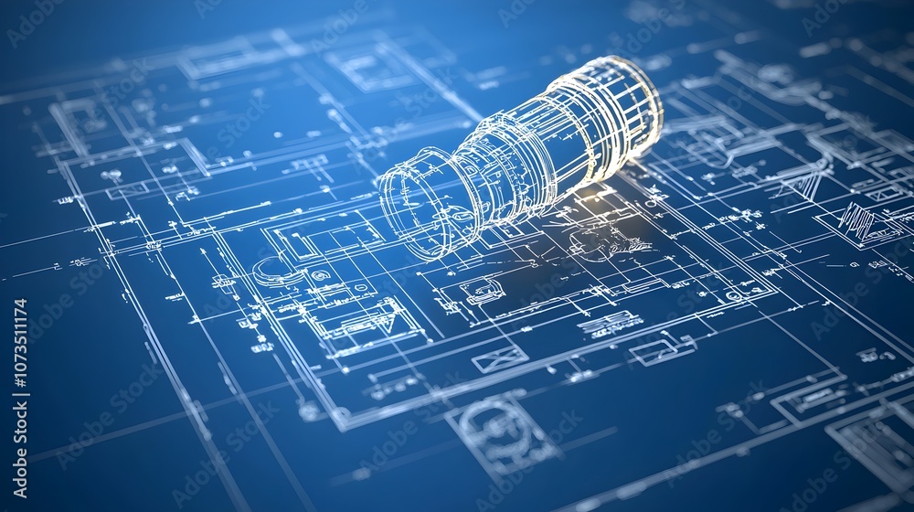 Leinwandbilder vibrant glowing blueprint filled with dynamic lines and shapes showcasing creative new solution idea