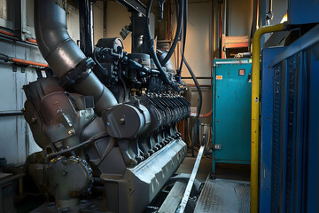 Obraz premium Repair of a diesel generator converted to gas.