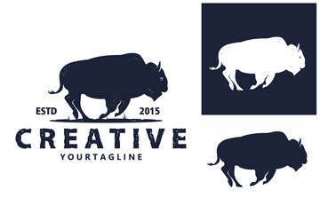 silhouette bison buffalo logo vector graphic template © Muhammad