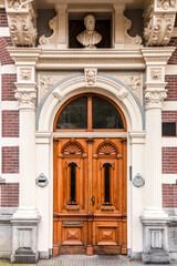 Architectural detail from typical Dutch buildings in Amsterdam, NL