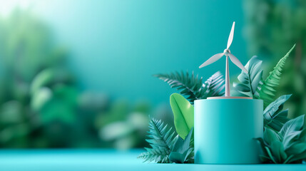 Wind turbine with greenery promoting renewable energy