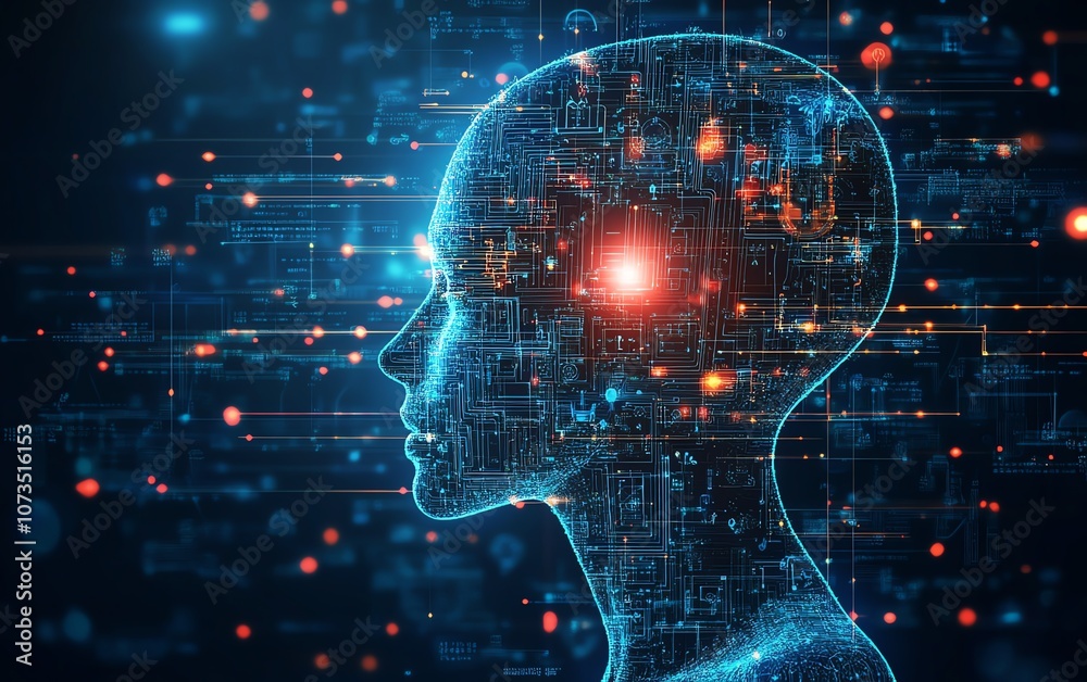 Aufkleber Digital connection network with glowing people icons on a blue background, representing the interconnected world of technology and social media, Generative AI