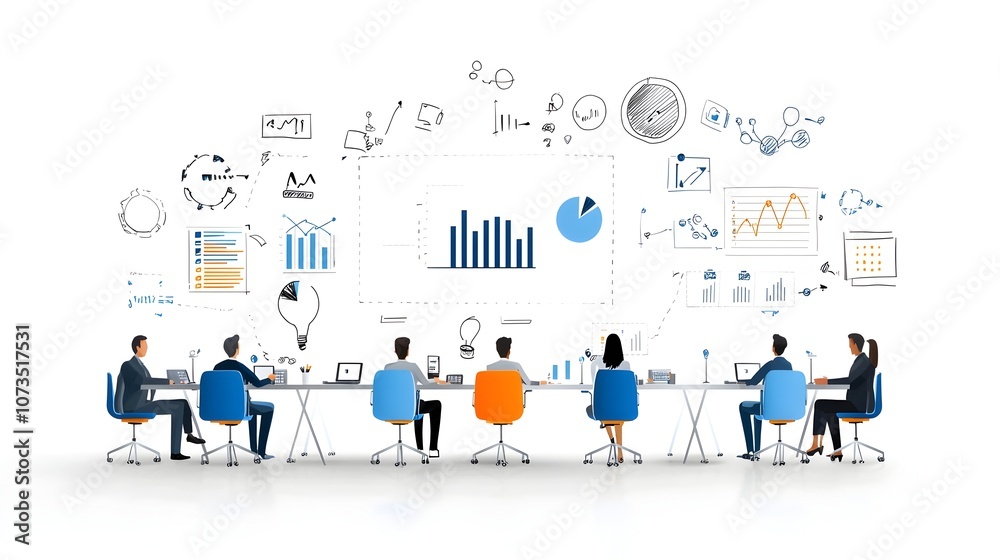Leinwandbilder of business professionals collaborating and presenting ideas in a modern office workspace team brain