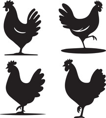  Chicken and Rooster Silhouettes Collection - Farm Animal Vector Set