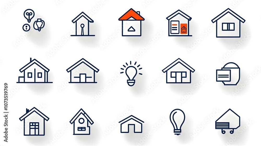 Aufkleber comprehensive real estate icon set featuring a collection of outline symbols representing concepts l