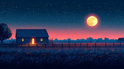 chicken coop stands safe night closed doors and intact fencing softly illuminated as nocturnal animals linger nearby starry landscape.