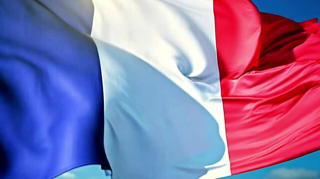 France flag waving animation, perfect looping, 4K video background, official colors, looping National France flag animation background 4k flag filled the screen