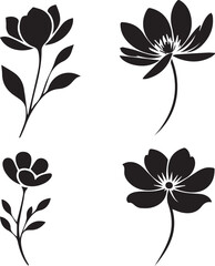  Flower Silhouette Collection - Botanical and Floral Vector Set