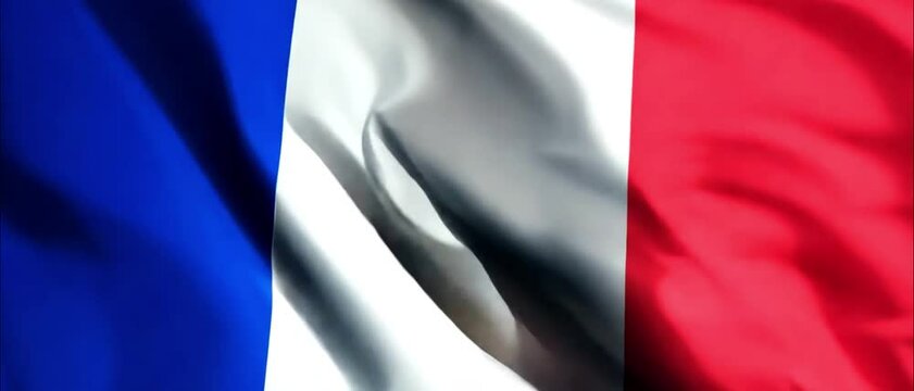 France flag waving animation, perfect looping, 4K video background, official colors, looping National France flag animation background 4k flag filled the screen