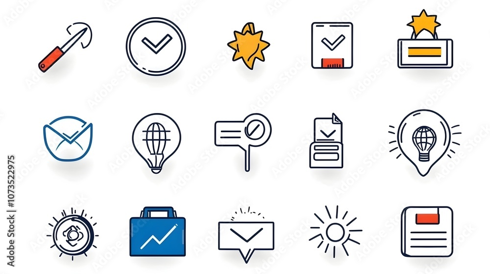 Poster Outline style icons visualizing various aspects of customer experience such as testimonial collection satisfaction level ratings