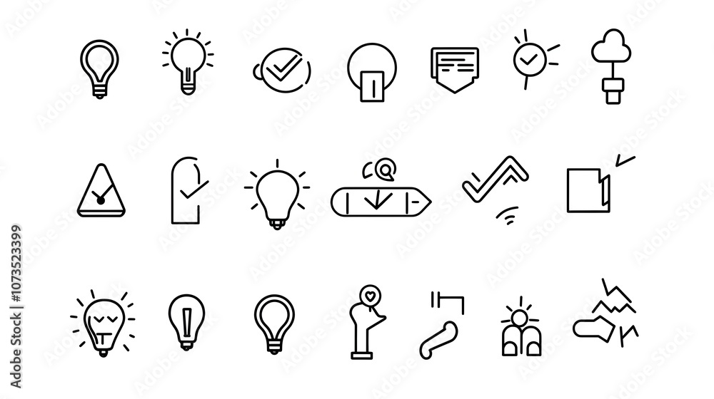 Aufkleber Feedback icon set in outline style including rating scale and user review symbols on a clean white background  for user experience customer management and data visualization applications