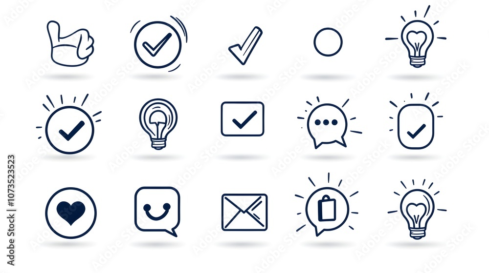Fototapete Customer review icons in a clean and minimalist line style with like dislike and comment symbols  This can be used for customer feedback ratings reviews user experience