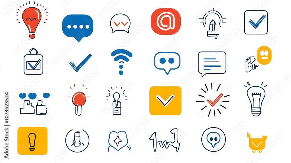Poster Customer Review Icons Designed in Clean Line Style with Like Dislike and Comment Symbols for Web App or Digital Interface