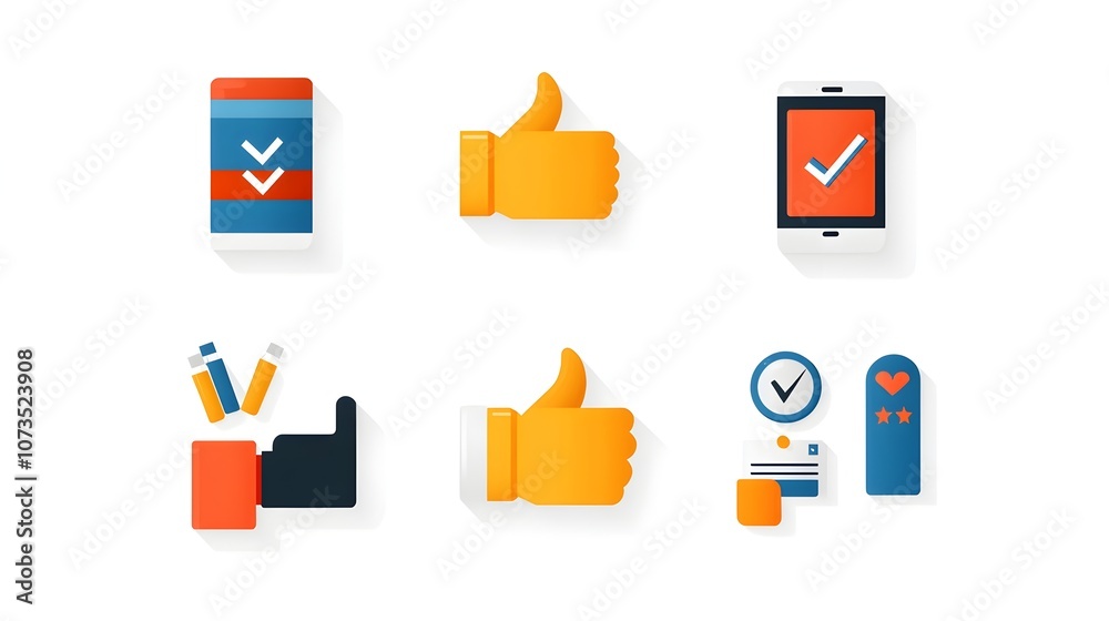 Aufkleber Comprehensive feedback icon set designed for web and mobile applications featuring review thumbs up and satisfaction scale for user experience evaluation and visual communication
