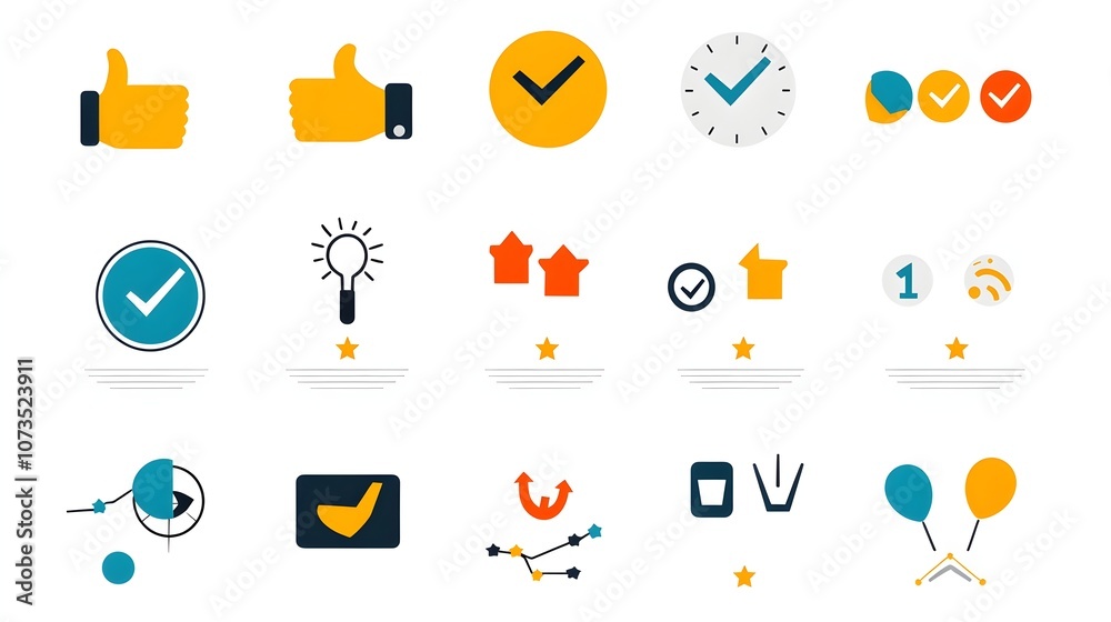 Poster Visually engaging digital feedback icon set for web and mobile applications