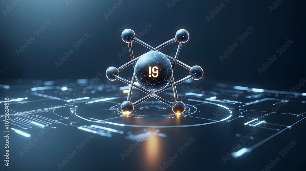 Aufkleber Futuristic and sleek atomic featuring glowing particles modern design elements and clean lines  Ideal for scientific educational and technology related concepts presentations and materials