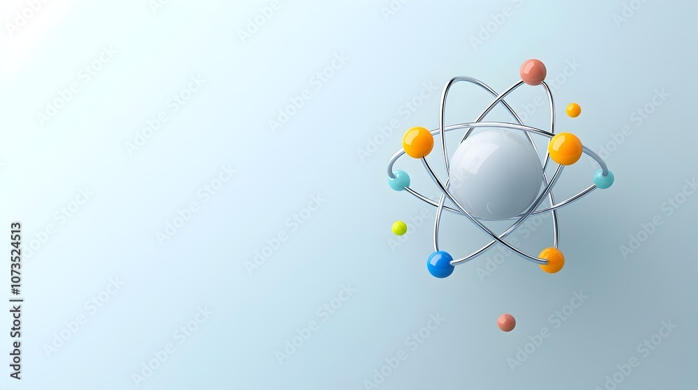 Leinwandbilder vibrant 3d of an atom showcasing its intricate structure with colorful electron orbits surrounding a