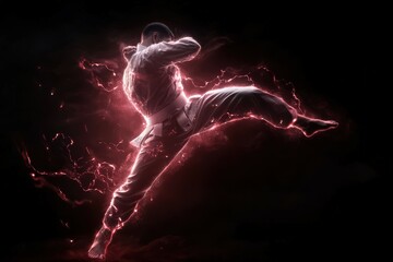 Kungfu action fantasy, Background perfect freestyle red electric thunder