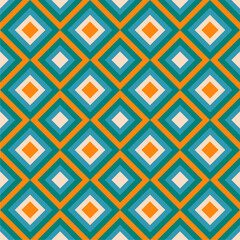 Seamless print pattern with squares colorful multicolor retro style background 60s vector illustration simple wallpaper art decor design geometric