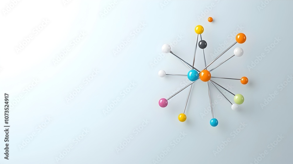 Poster Stunning multicolored atomic structure with smooth gradient backdrops showcasing the beauty and complexity of scientific visualization  This abstract