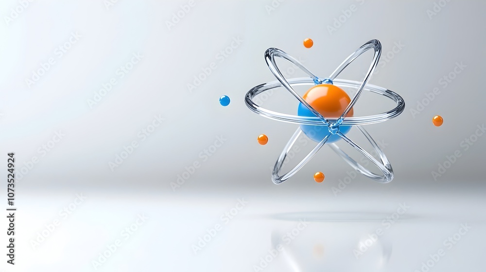 Aufkleber striking and aesthetically pleasing digital of an atomic model with bright energy rings surrounding 