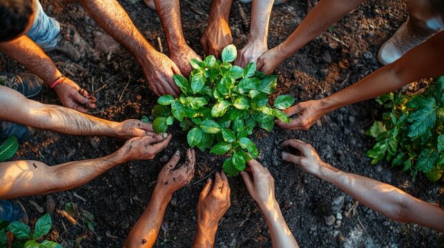 Participants including religious leaders and community members come together plant tree community park fostering growth collaboration and hope diverse faiths.