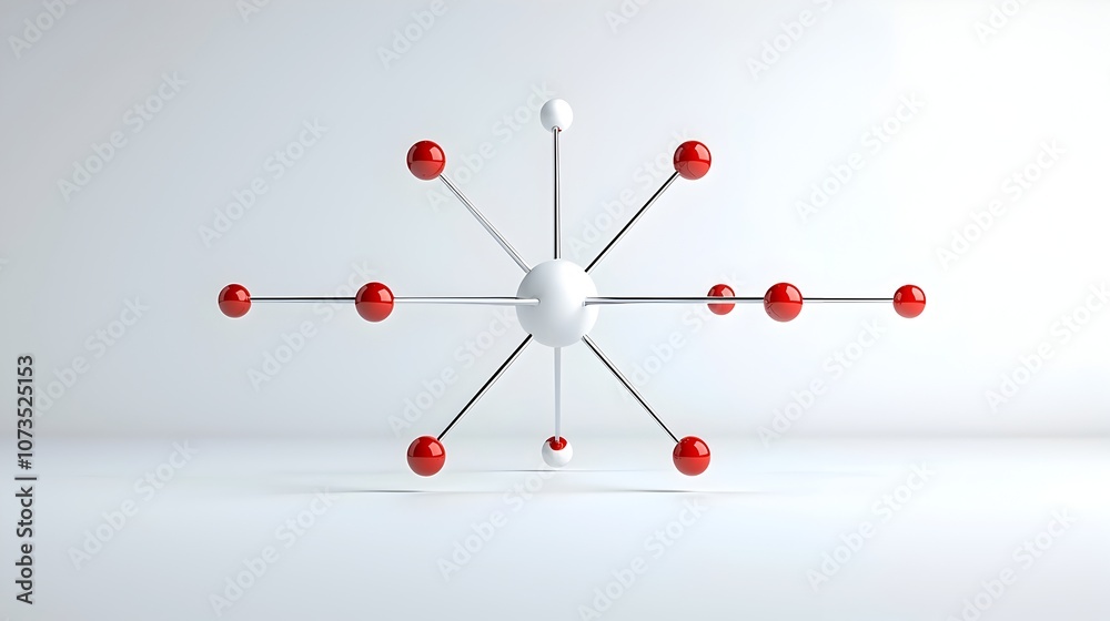 Aufkleber Minimalist and sleek atom design with bold colors and dynamic electron movement showcased in clean lines on a bright background