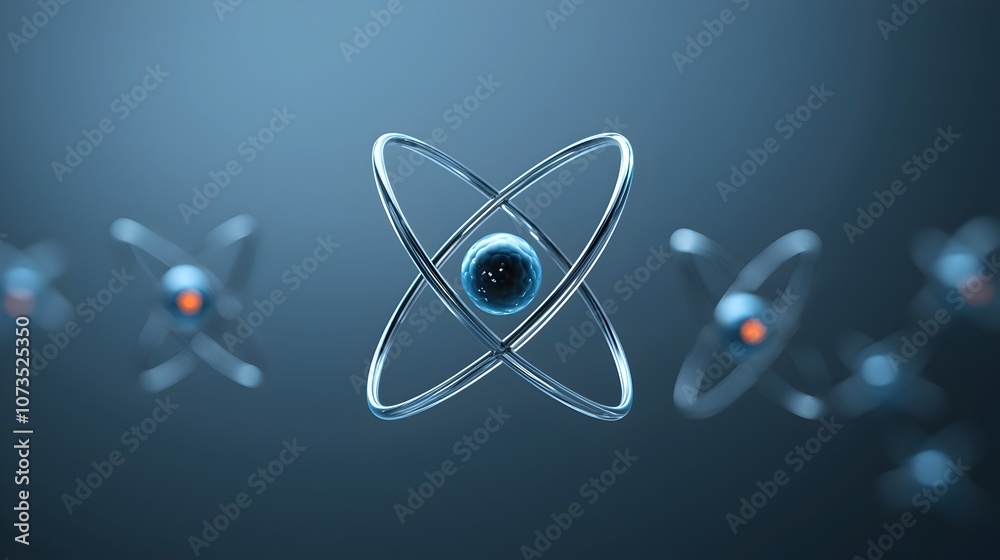 Aufkleber a clean and modern visualization of an atom focusing on the vibrant and luminous electron rings surr
