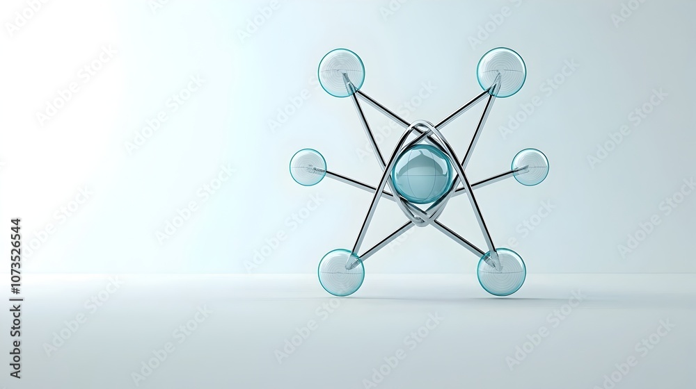 Poster Highly detailed and visually striking 3D atomic model displaying the intricate internal structure and precisely layered orbits of a single atom created for scientific