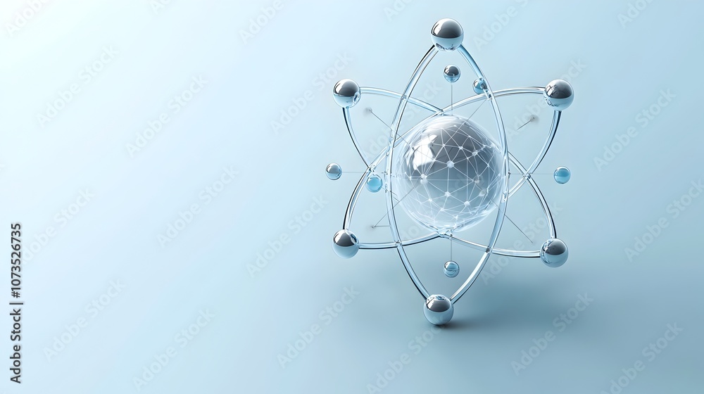 Poster Scientifically Accurate 3D Atom Render Depicting Intricate Nuclear Structure and Electron Shells with Depth and Dimension