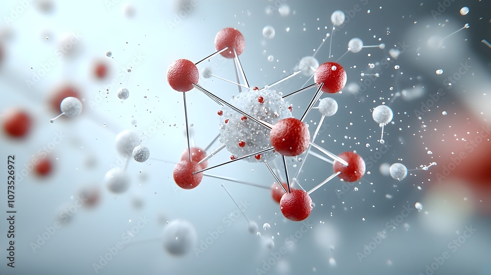 Poster Detailed 3D Visualization of an Atomic Structure Highlighting the Intricate Arrangement and Interactions of Subatomic Particles for a and Captivating Scientific Representation