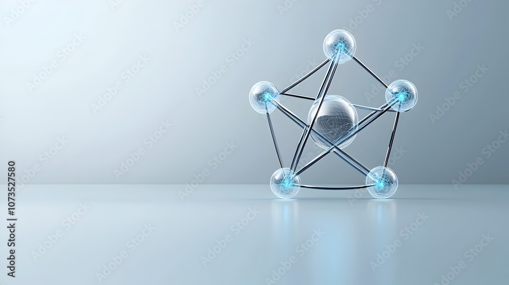 Aufkleber Captivating Futuristic 3D Atom Design with Luminous Particles and Precisely Defined Electron Orbits for High Visual Appeal  A dynamic modern