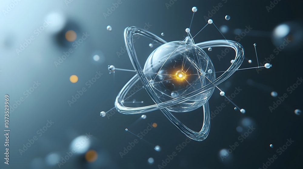 Aufkleber atom in virtual reality visualizing the future of scientific through neon particles and holographic 