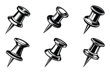Push pin icon set in vector art