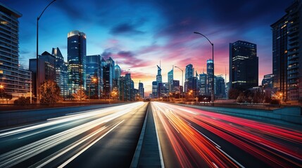 Cityscape with Light Trails