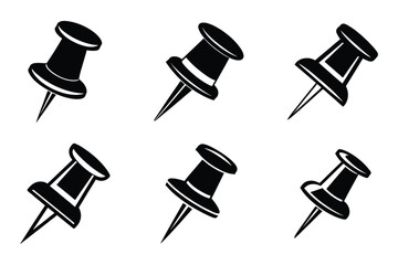 Push pin icon set in vector art