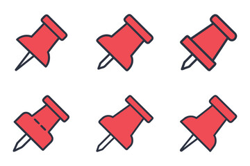 Push pin icon set in vector art