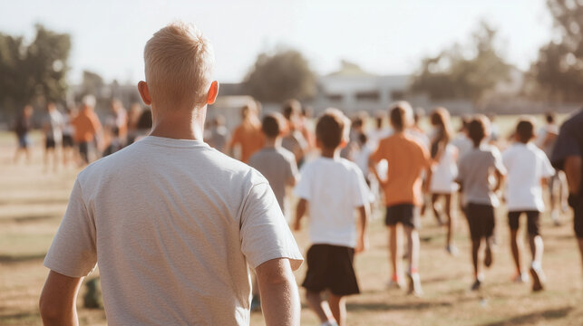 Volunteer Leading Children in Sports Activity for Teamwork