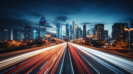 Fototapeta premium Night Cityscape with Blurred Lights