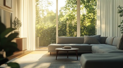 Obraz premium Living room with a couch and a coffee table