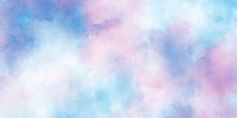 abstract pastel baby blue and pink water colours background, watercolor paper textured illustration for creative design, purple shades and blue watercolor paper textured.